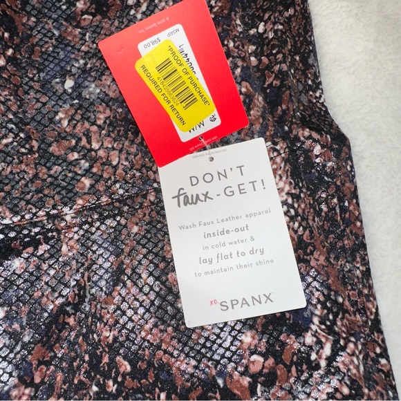 NWT! Spanx Faux Leather Snake Shine Leggings! - Picture 4 of 7